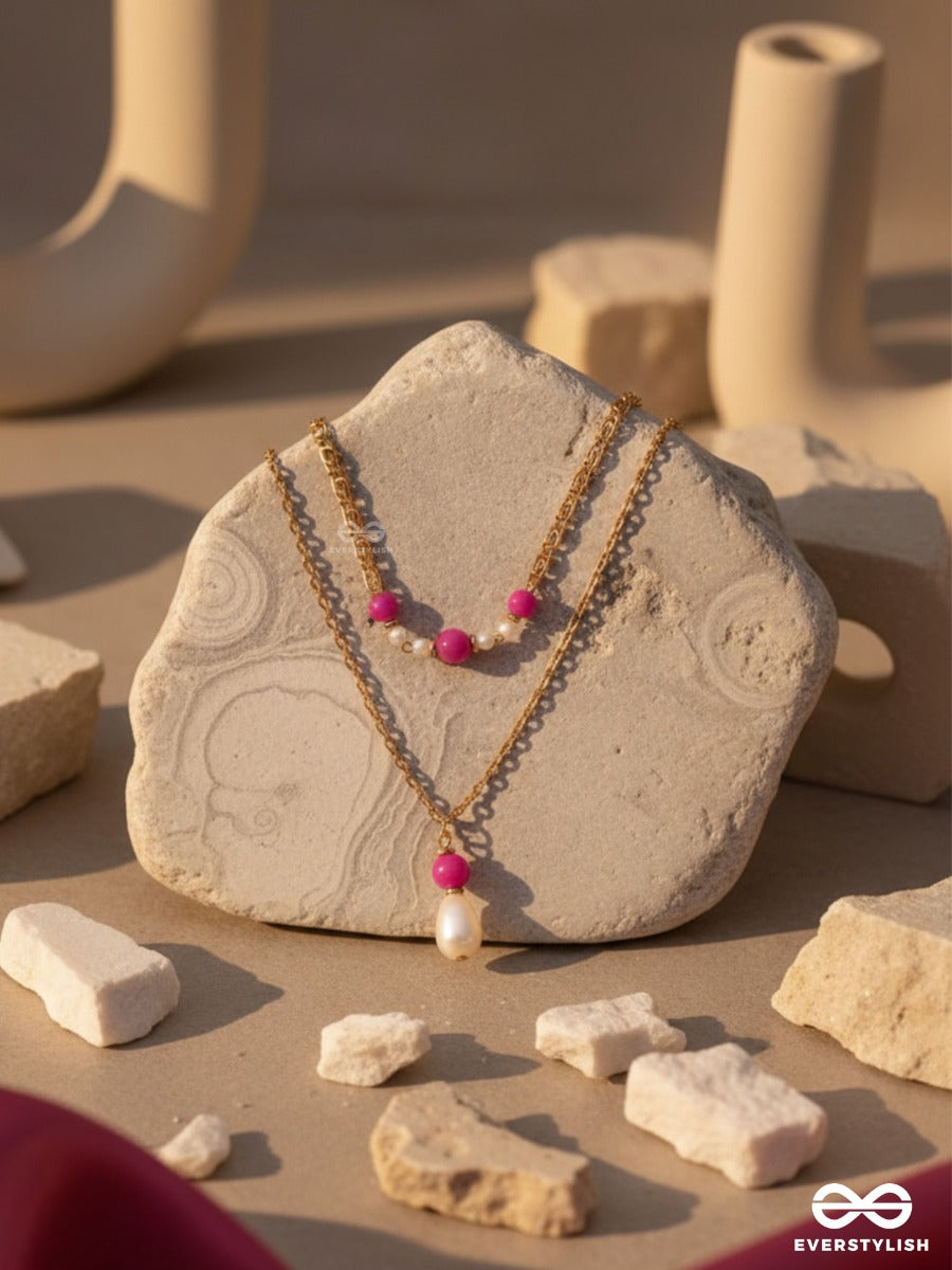 The Cotton Candy- Golden Pearl Layered Necklace