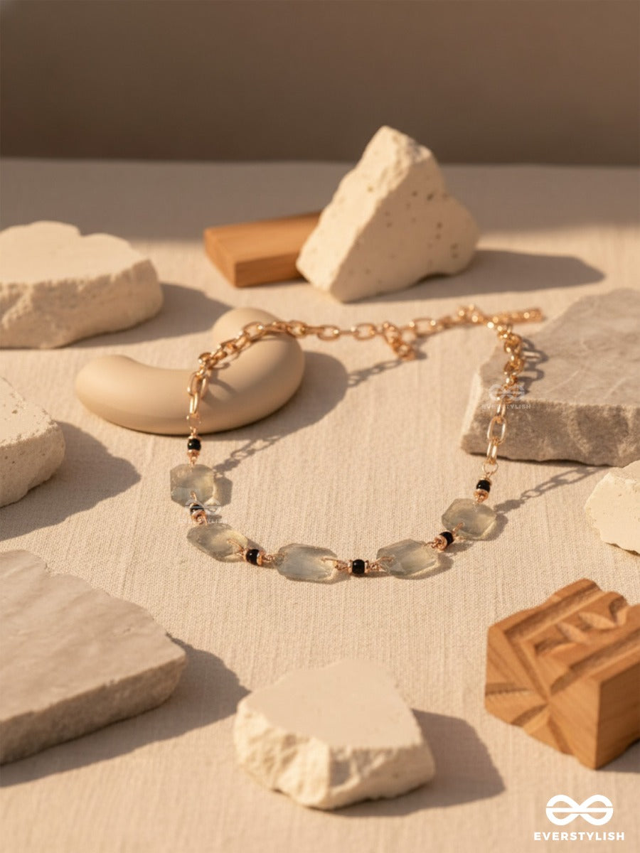 The Shimmering Nightfall- Golden Embellished Necklace