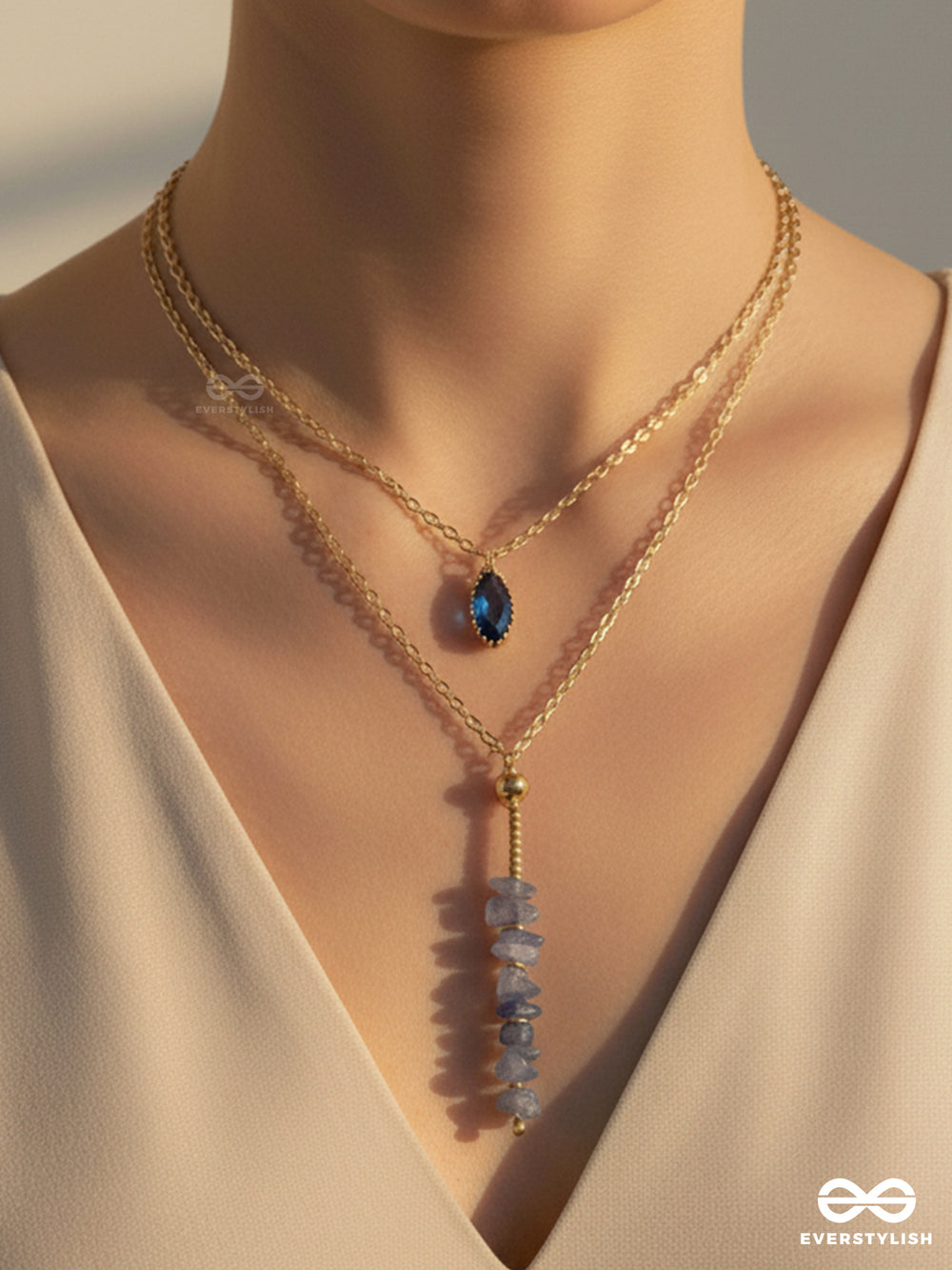 The Rock Candy- Golden Embellished Layered Necklace With Anti-Tarnish Coating