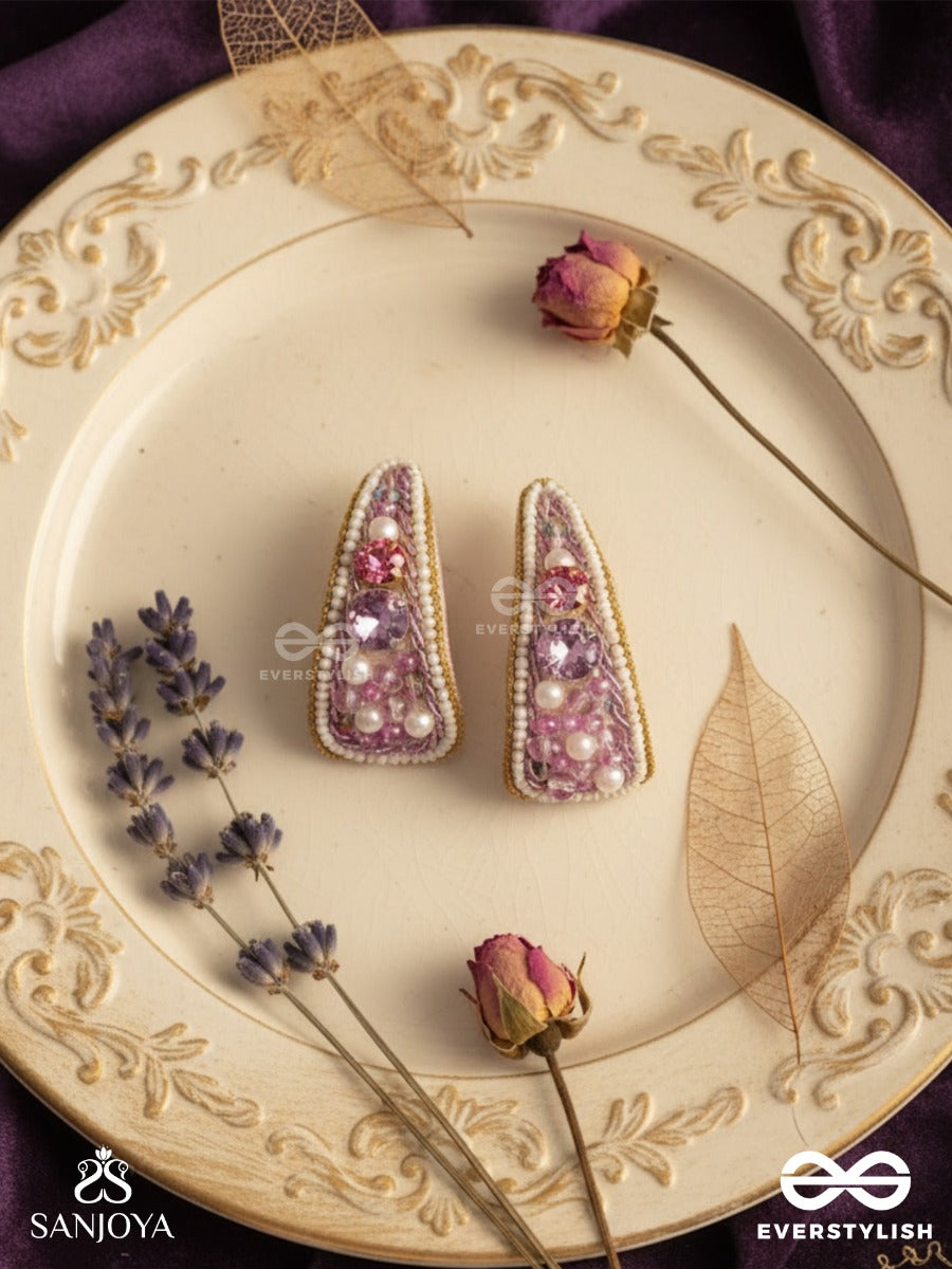 Saireeya- The Purple Garden- Stones, Pearls & Beads Embroidered Earrings