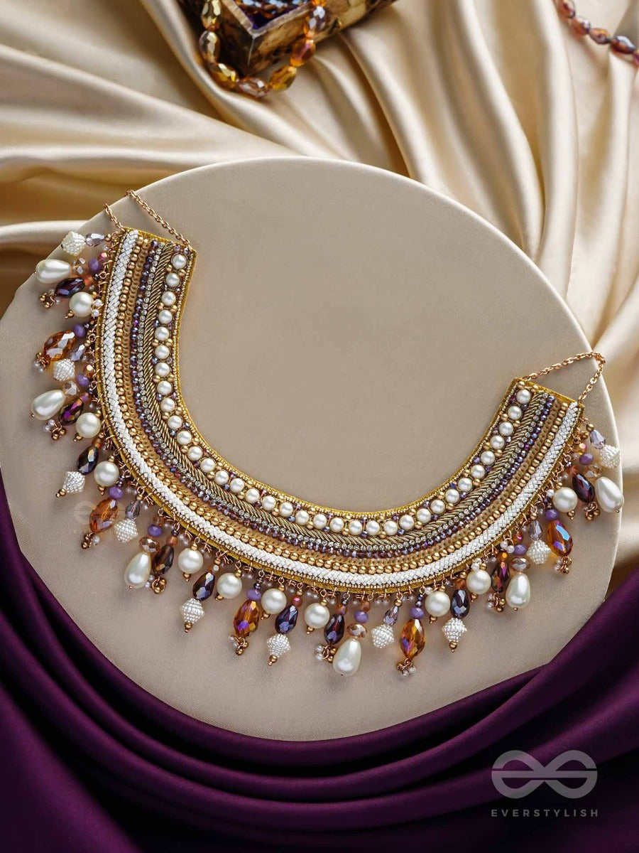 Vaidurya- Studded With Gems- Pearls, Beads & Sequins Embroidered Necklace