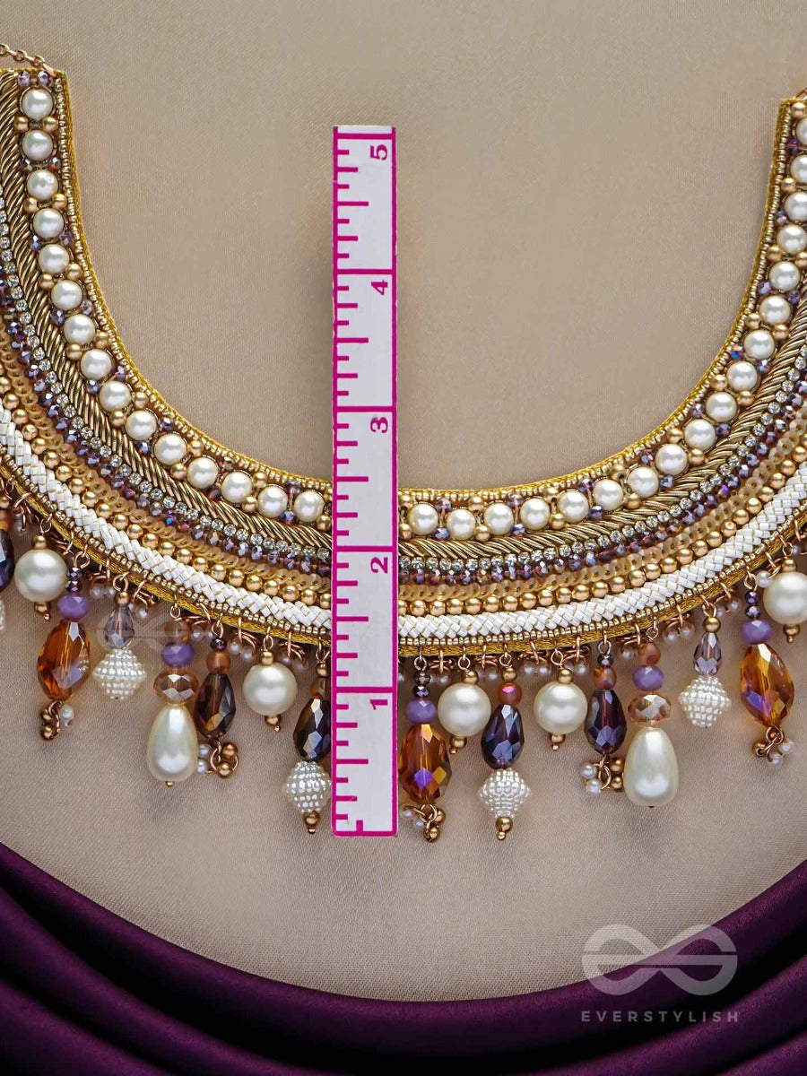 Vaidurya- Studded With Gems- Pearls, Beads & Sequins Embroidered Necklace