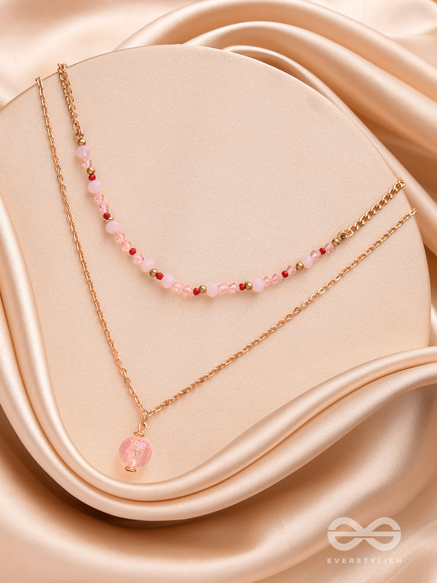 The Rosy Rosettes - Golden Beaded Layered Necklace With Anti-Tarnish Coating