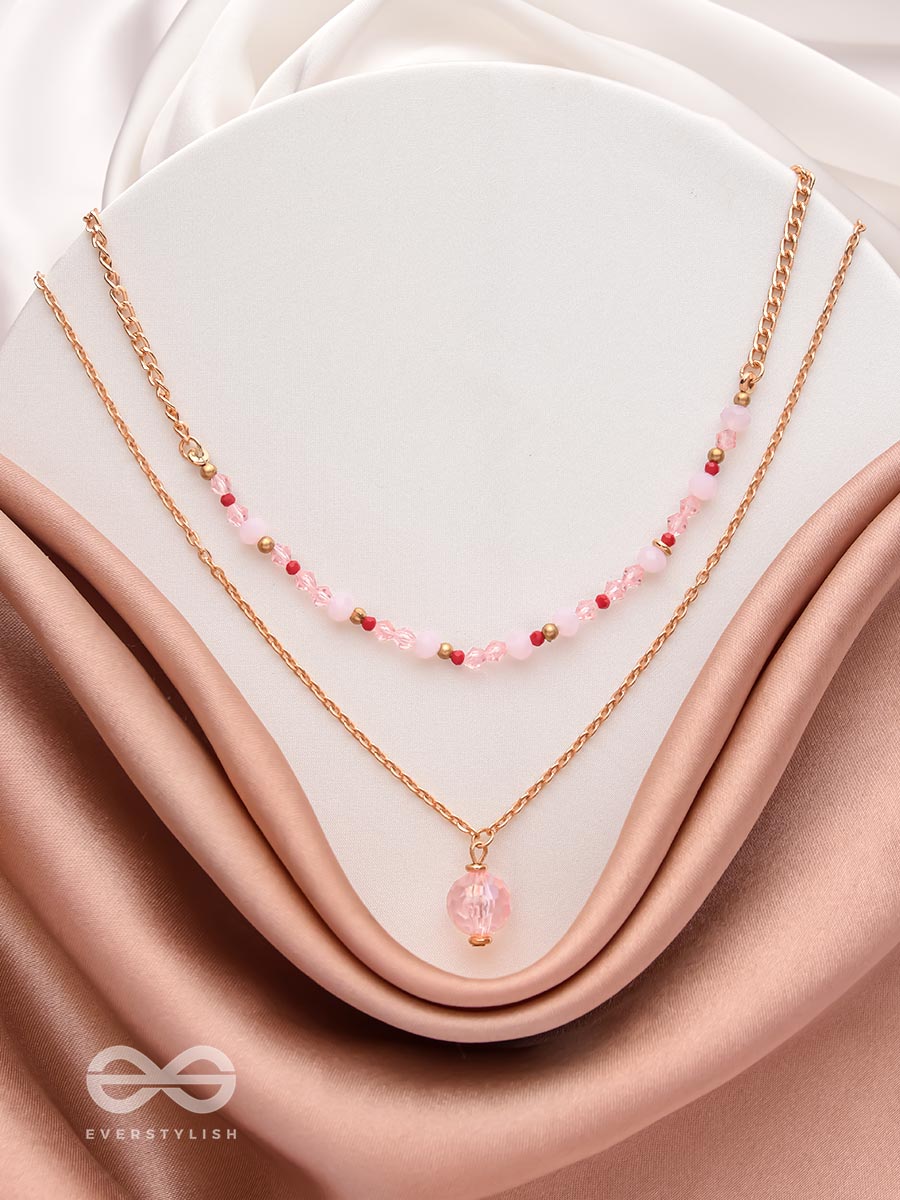 The Rosy Rosettes - Golden Beaded Layered Necklace With Anti-Tarnish Coating