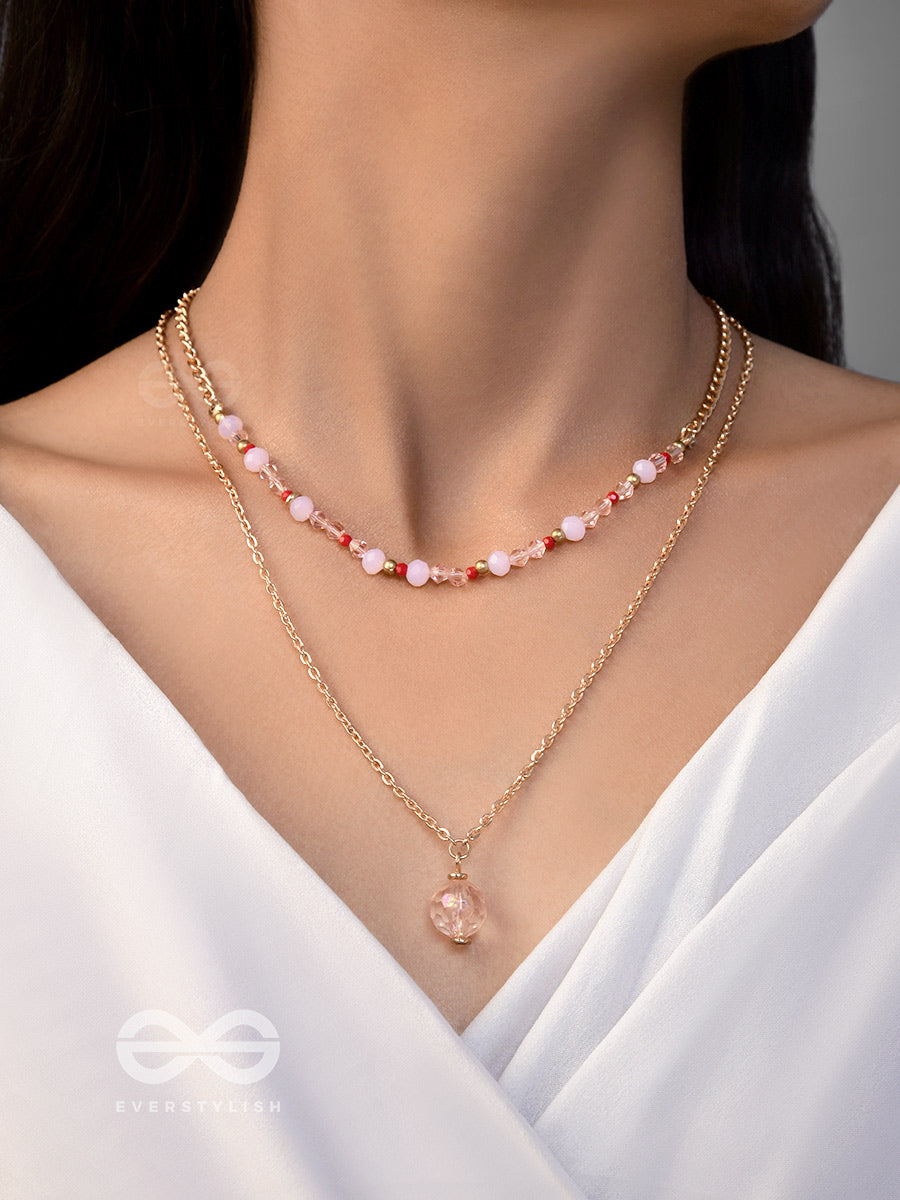 The Rosy Rosettes - Golden Beaded Layered Necklace With Anti-Tarnish Coating