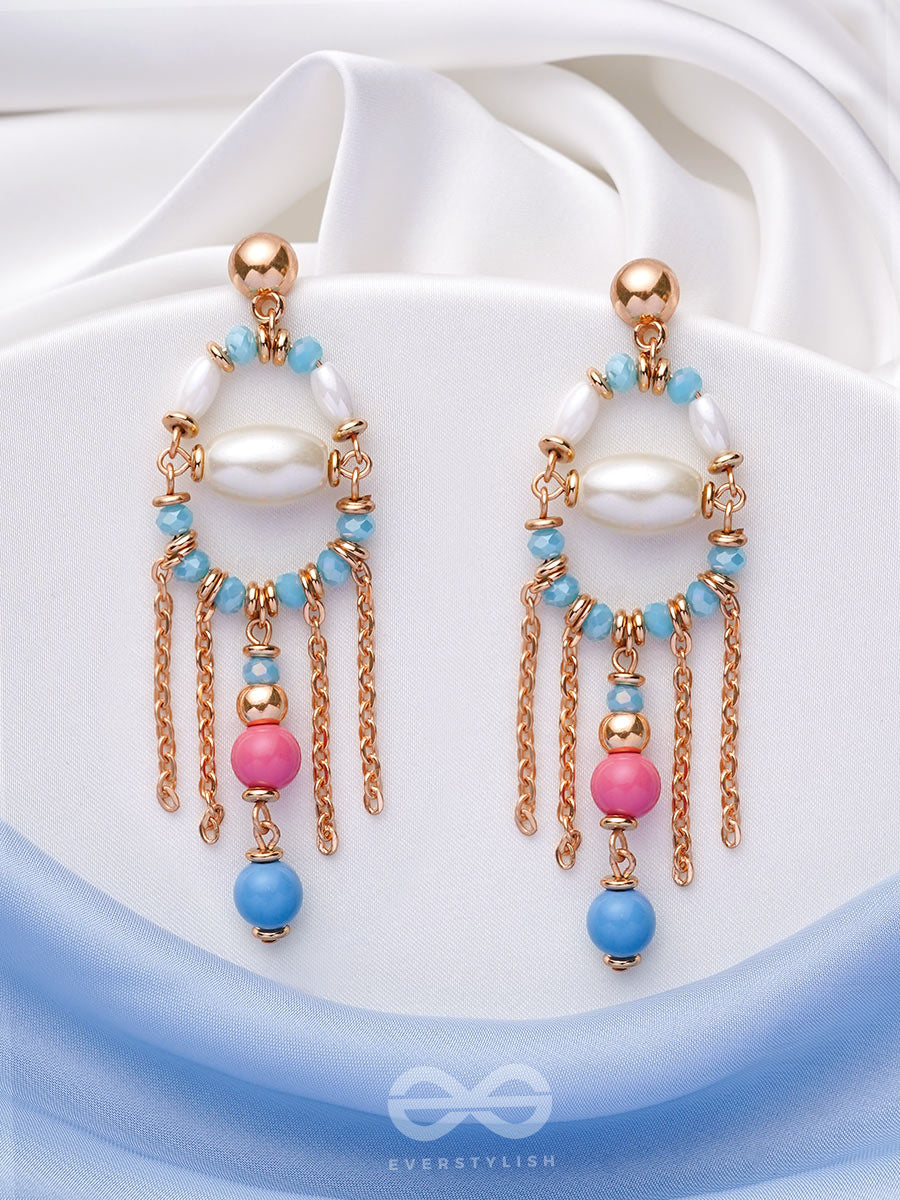 The Celestial Bloom - Pearl And Beads Earrings