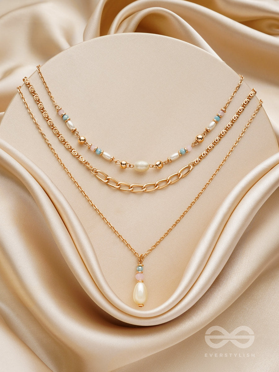 The Bling Brigade - Golden Layered Necklace With Anti-Tarnish Coating