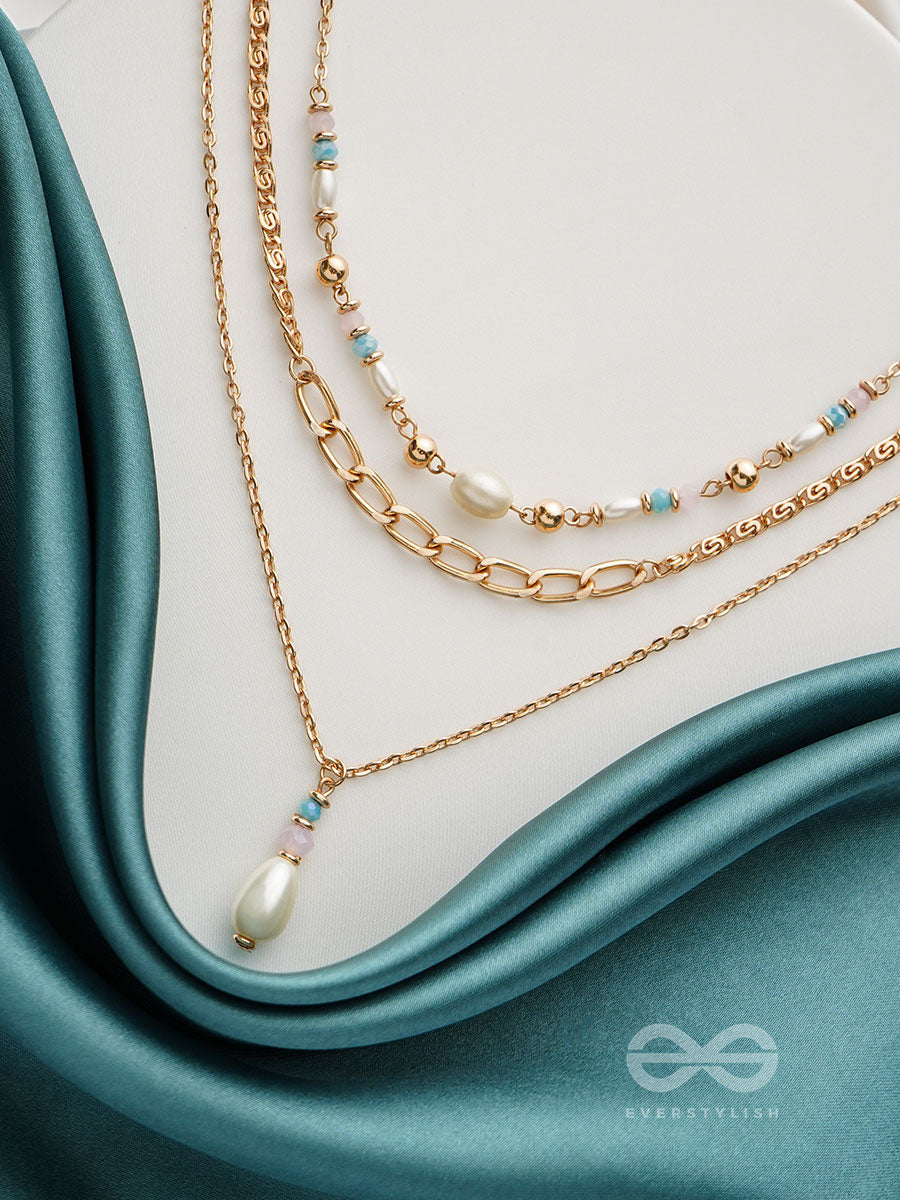 The Bling Brigade - Golden Layered Necklace With Anti-Tarnish Coating