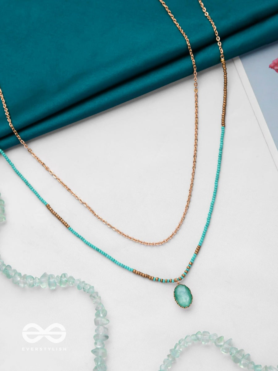 The Aquamarine Elegance - Everyday Wear Layered Necklace With Anti-Tarnish Coating