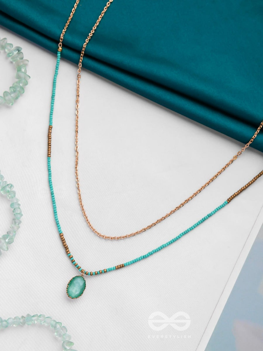 The Aquamarine Elegance - Everyday Wear Layered Necklace With Anti-Tarnish Coating