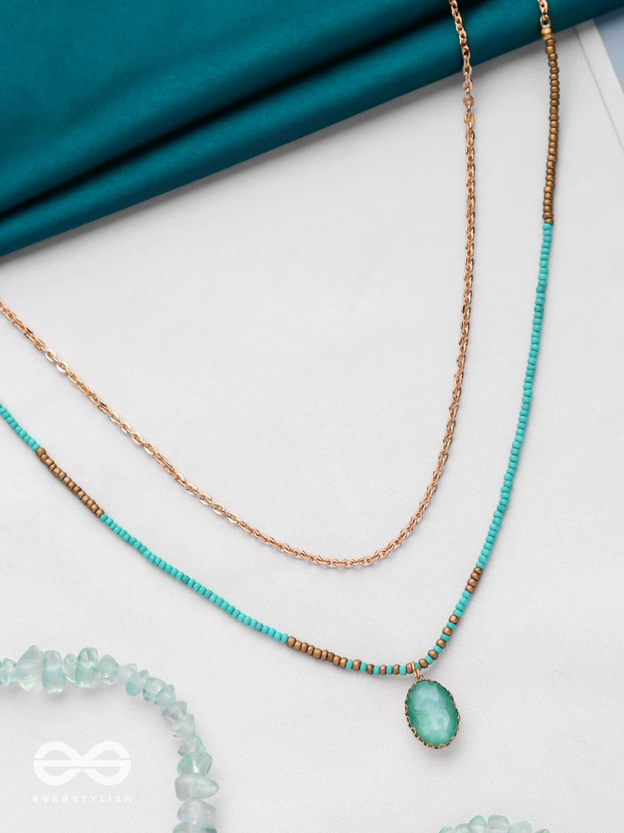 The Aquamarine Elegance - Everyday Wear Layered Necklace With Anti-Tarnish Coating