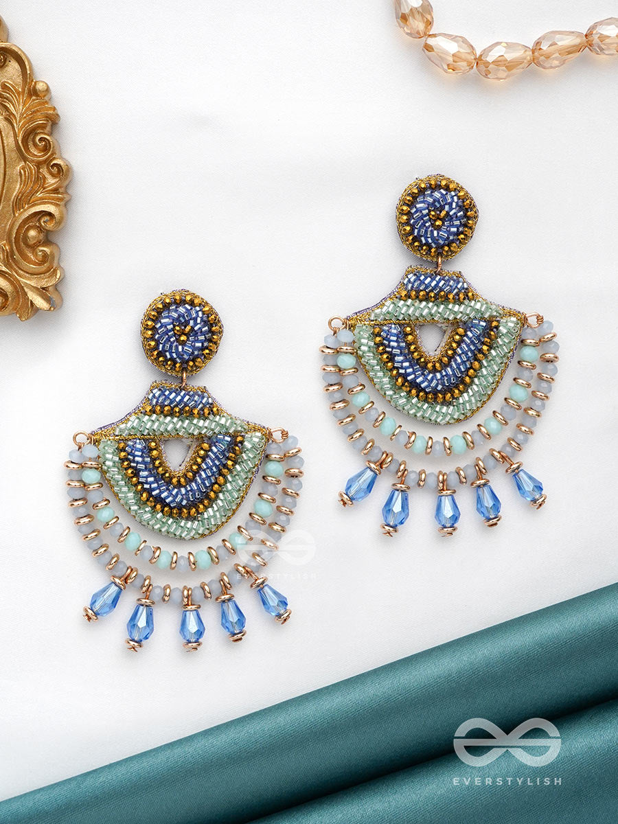 Chandralekha - The Moon's Ray - Beads And Glass Drop Embroidered Earrings