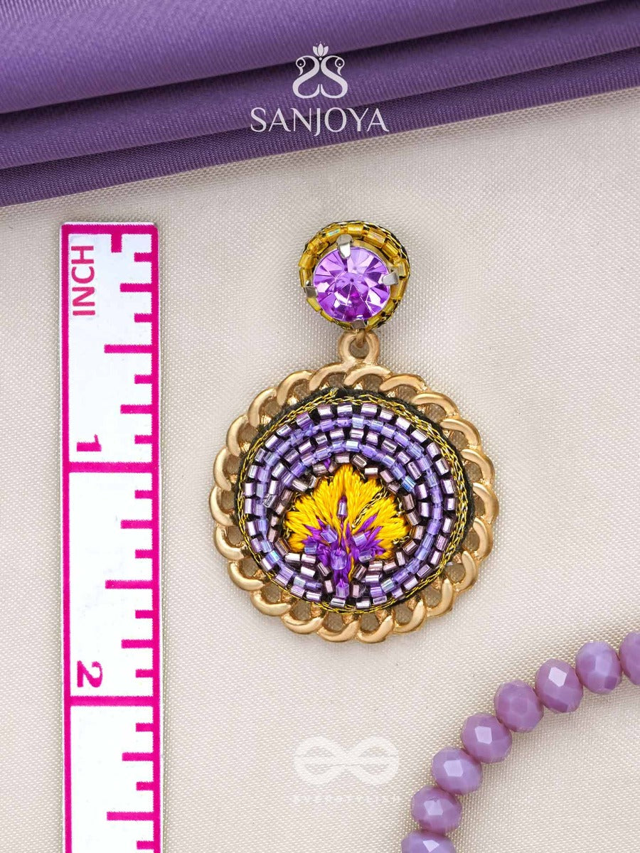 Parijata - The Celestial Flower - Resham And Stone Embroidered Earrings