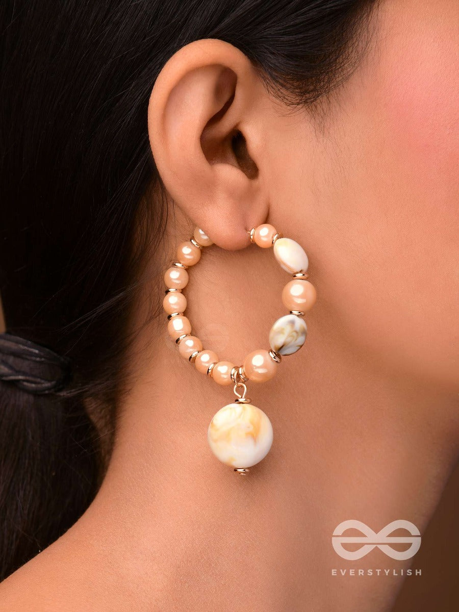The Heart-Beach - Golden Embellished Sandstone Hoops
