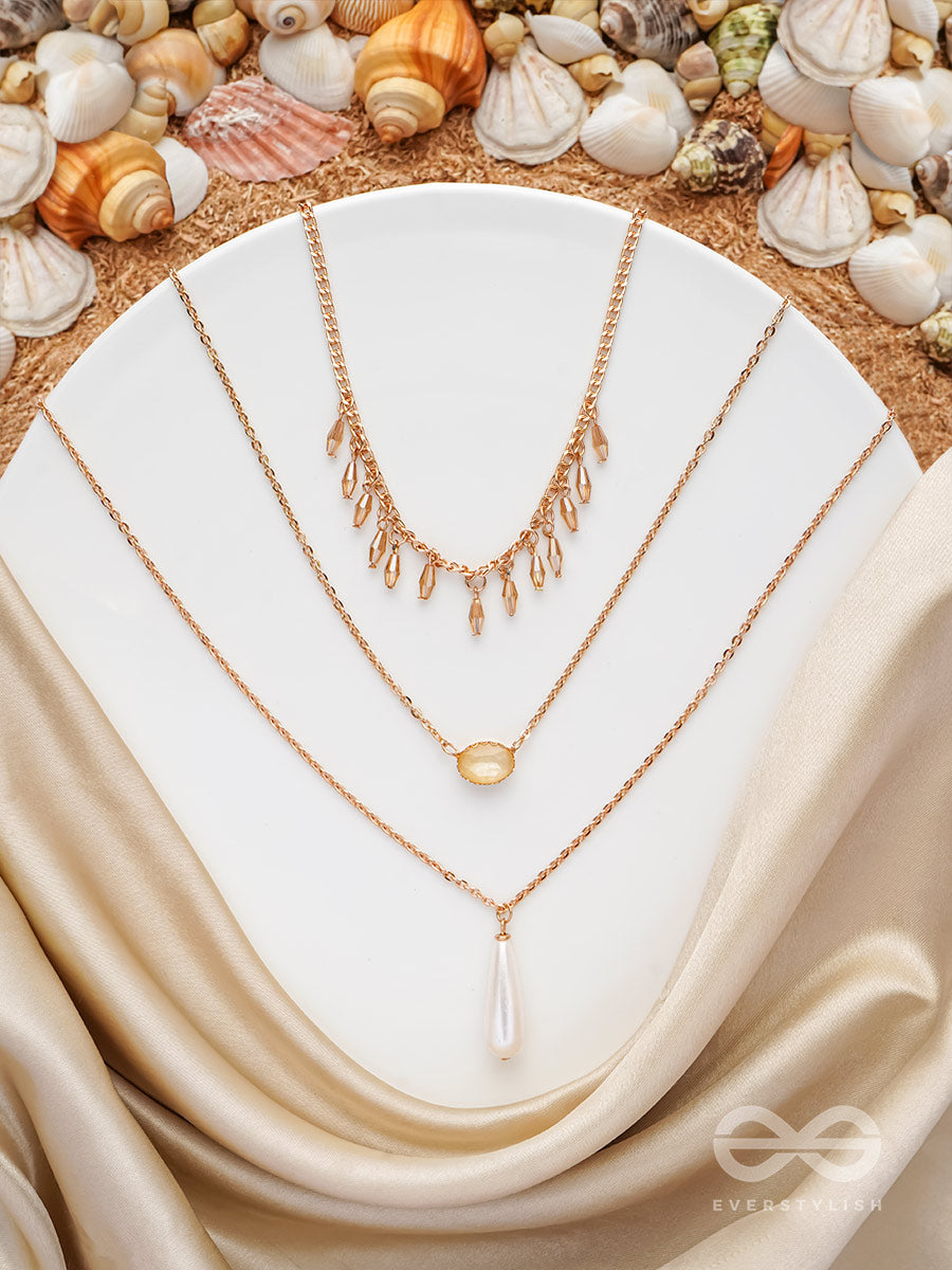 The Reality Stone - Golden Layered Necklace With Anti-Tarnish Coating