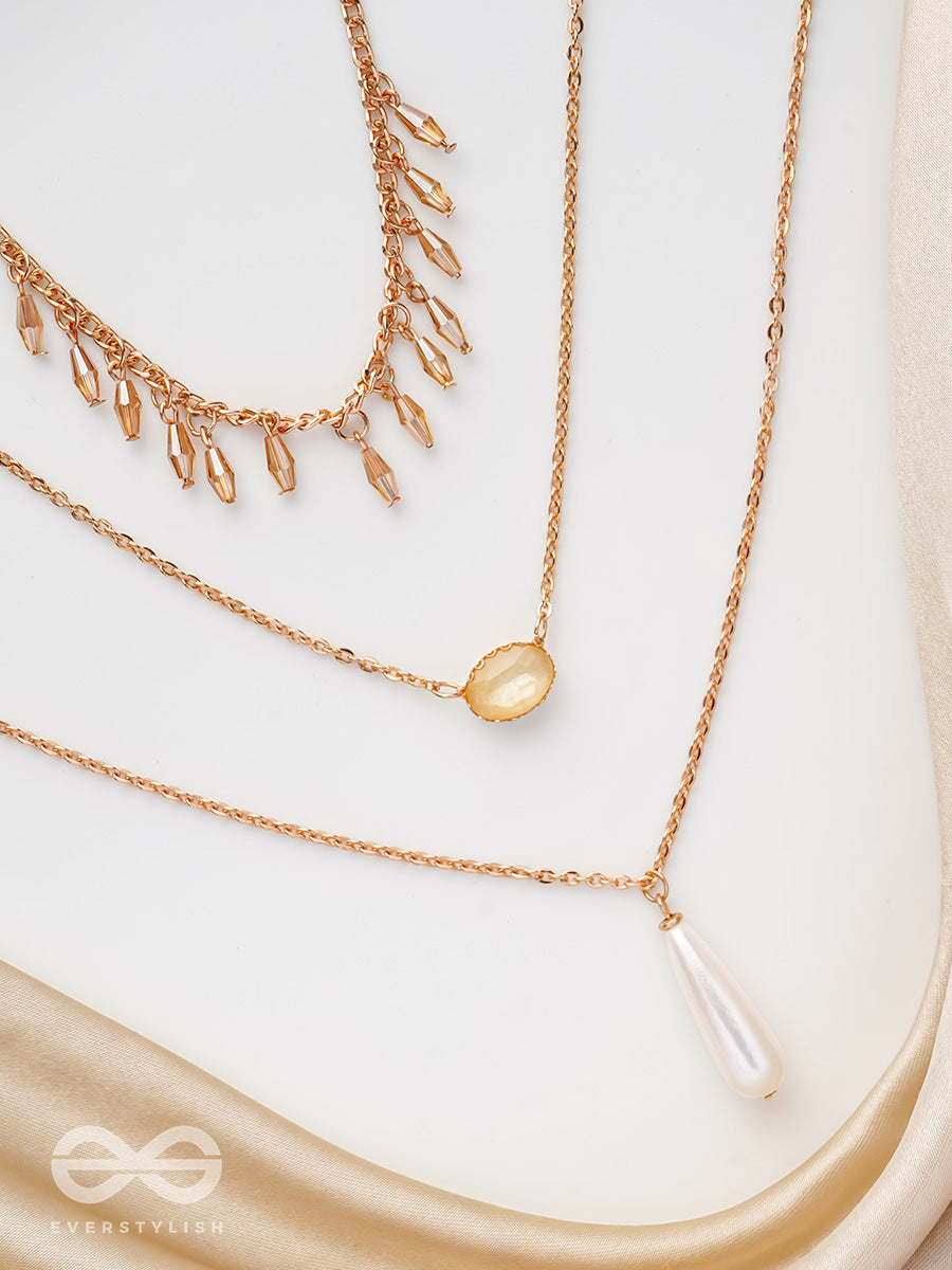 The Reality Stone - Golden Layered Necklace With Anti-Tarnish Coating