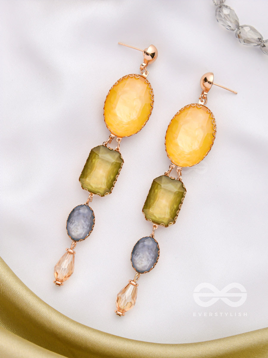 The Sweet Sunshower - Golden Embellished Earrings