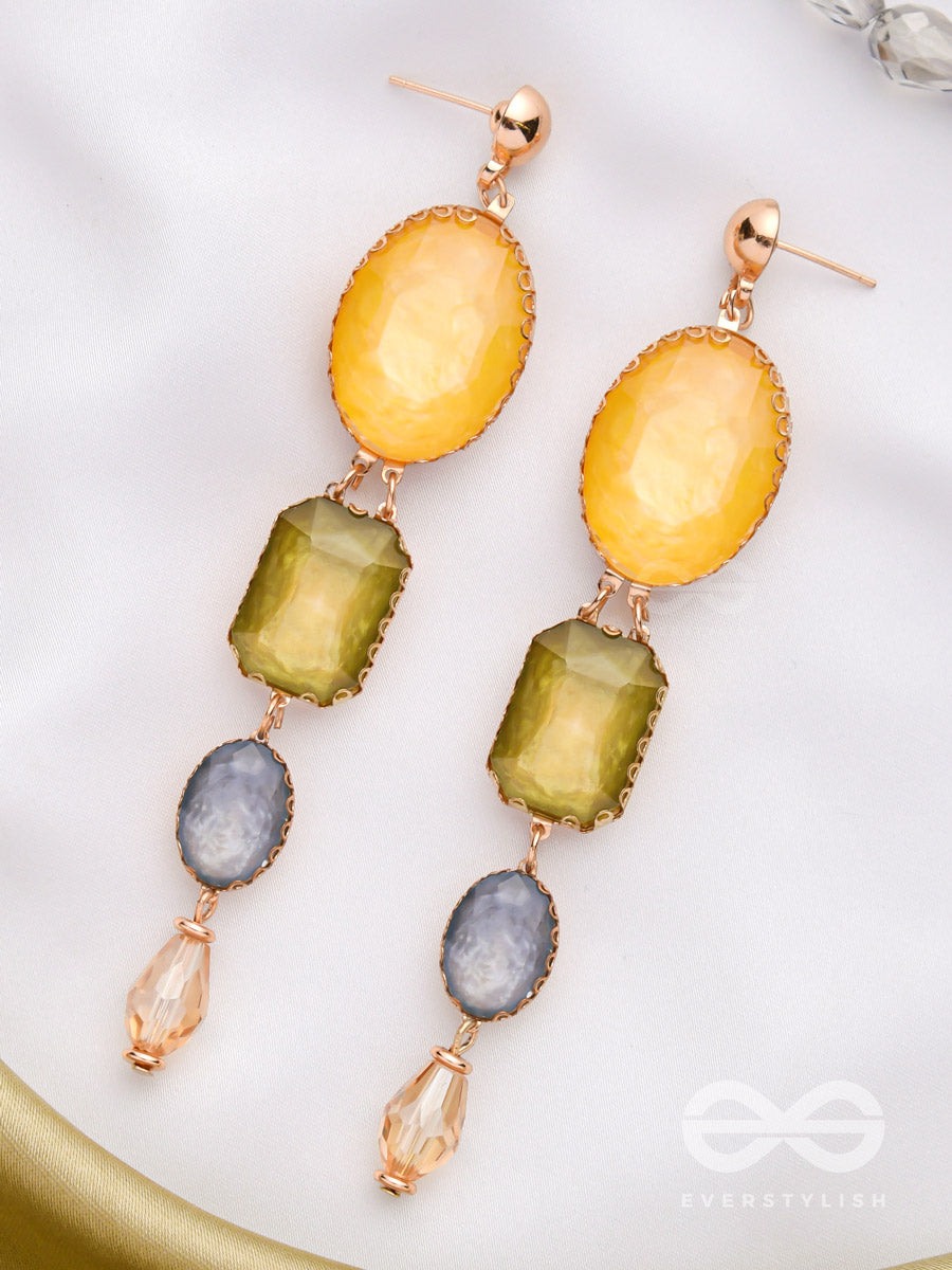 The Sweet Sunshower - Golden Embellished Earrings