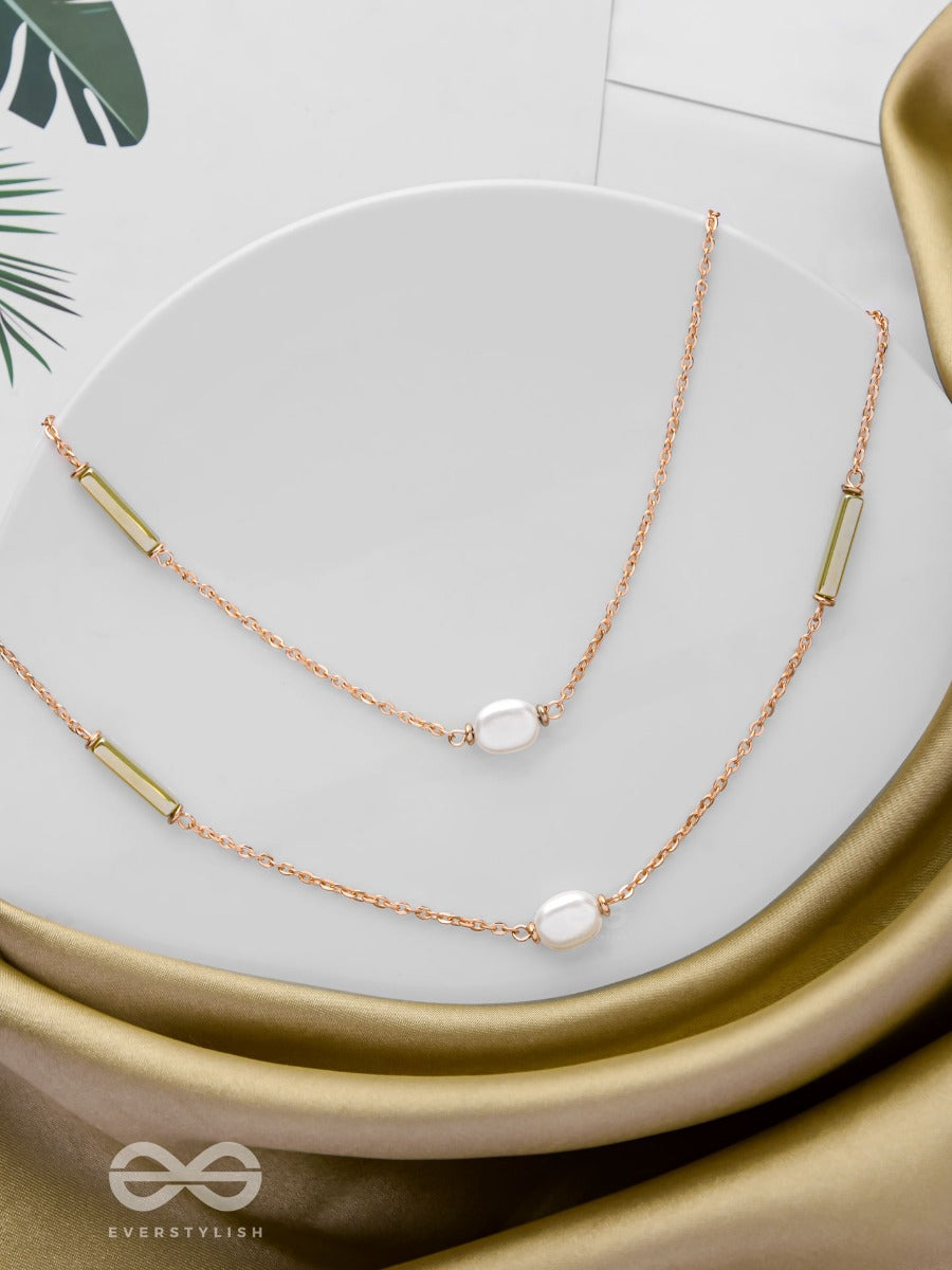 The Evergreen Elegance - Golden Embellished Multilayered Necklace With Anti-Tarnish Coating