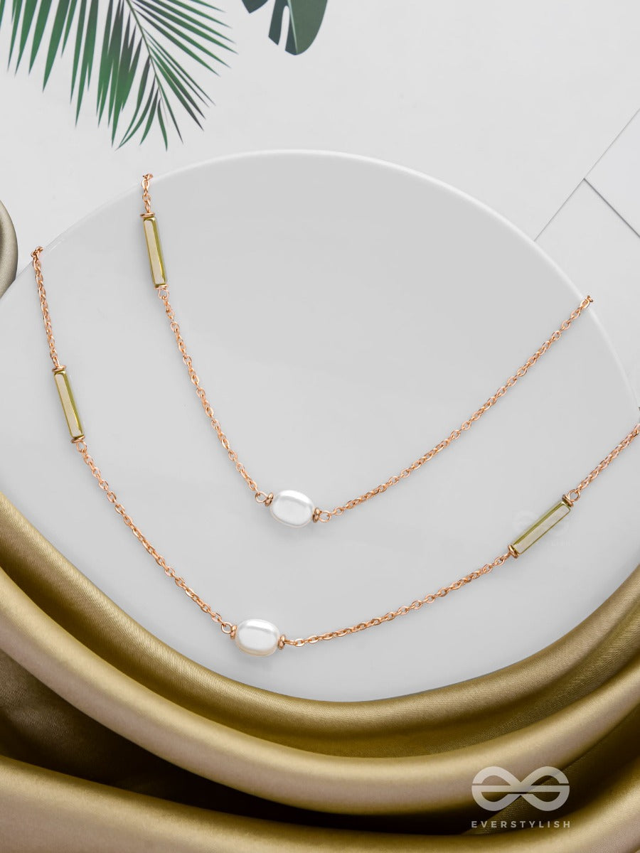 The Evergreen Elegance - Golden Embellished Multilayered Necklace With Anti-Tarnish Coating
