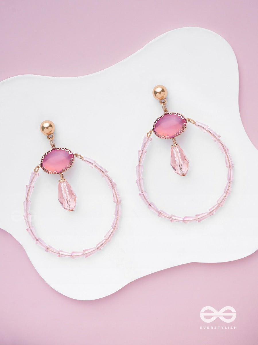 The Blushing Moon - Golden Embellished Earrings