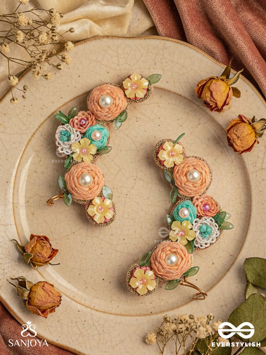 Meghamala - The Garland Of Clouds - Sequins, Beads, Pearls And Resham Hand Embroidered Earrings
