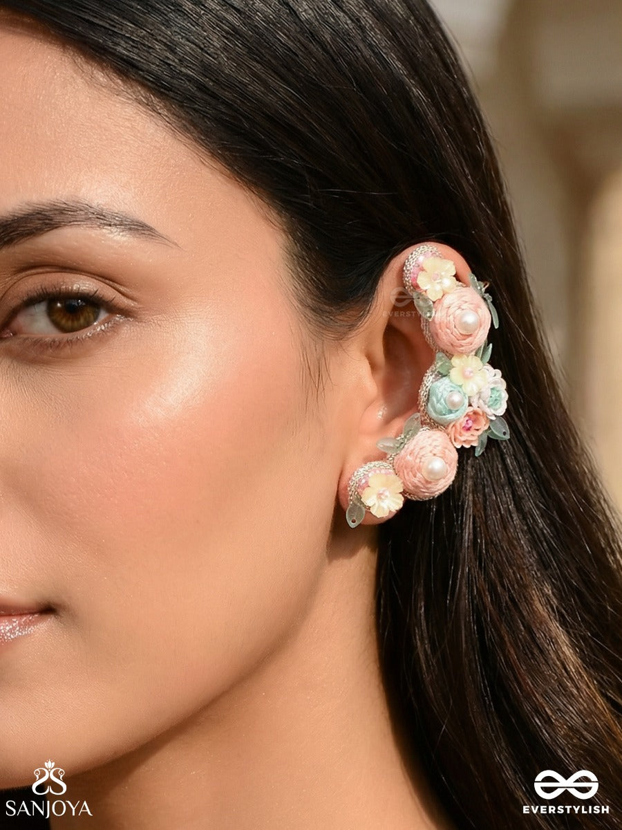 Meghamala - The Garland Of Clouds - Sequins, Beads, Pearls And Resham Hand Embroidered Earrings