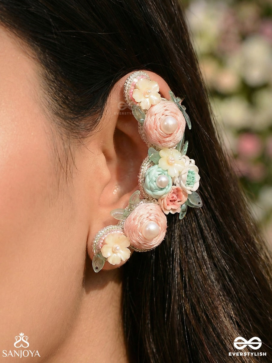 Meghamala - The Garland Of Clouds - Sequins, Beads, Pearls And Resham Hand Embroidered Earrings