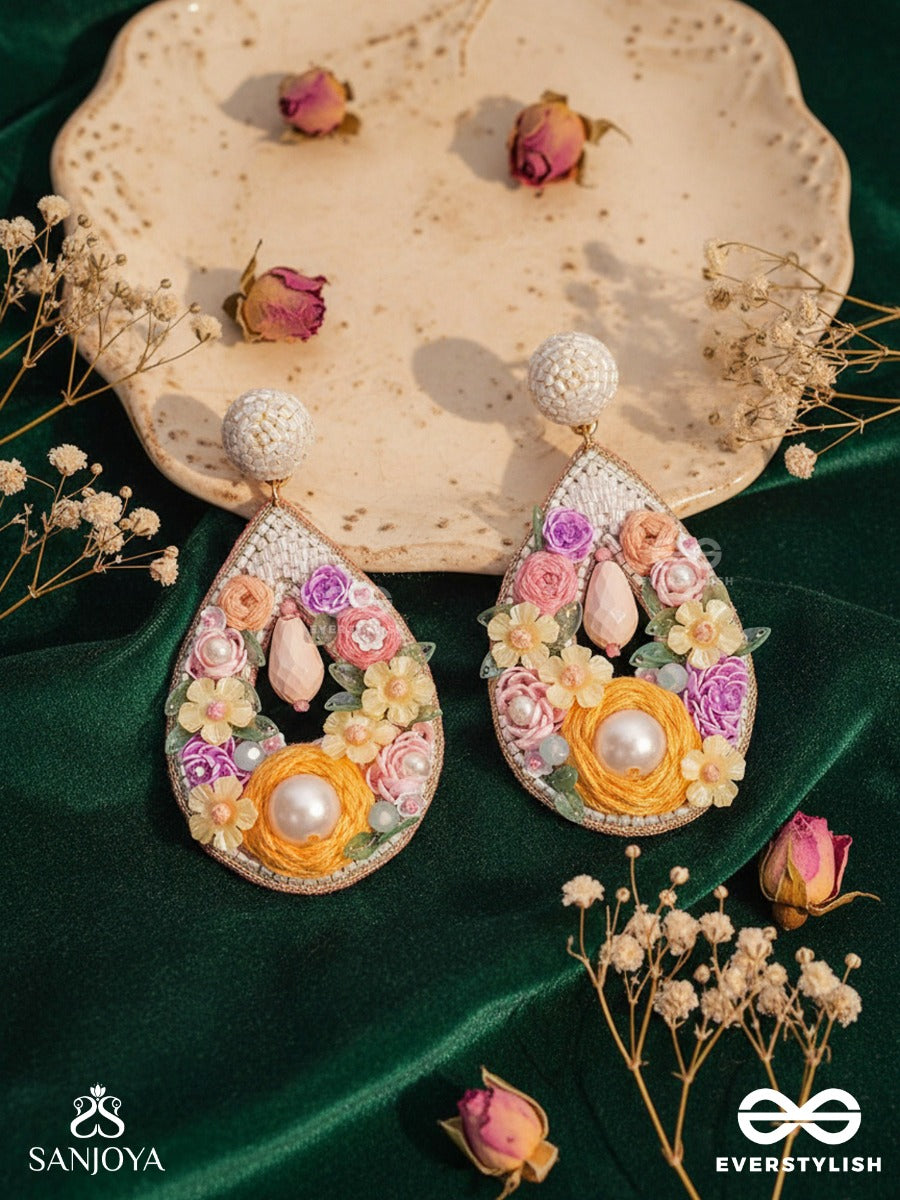 Anahata - The Harmonious Elegance - Sequins, Cutdana And Resham Hand Embroidered Earrings