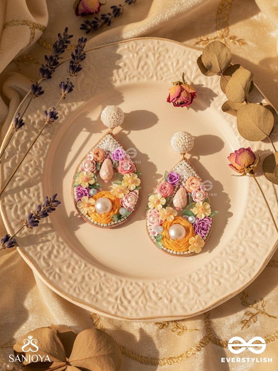 Anahata - The Harmonious Elegance - Sequins, Cutdana And Resham Hand Embroidered Earrings