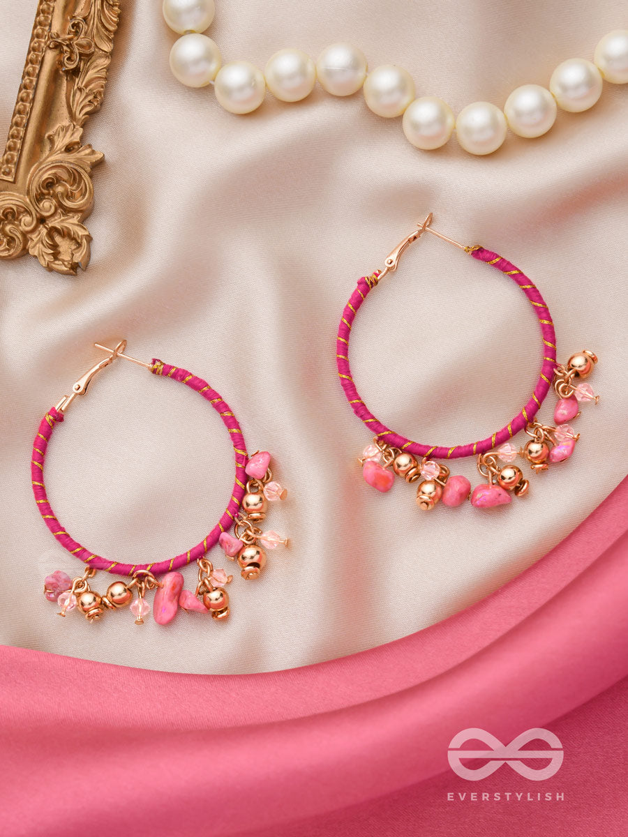 The Blushing Sweetpea - Wrapped With Silk Thread Hoop Earrings