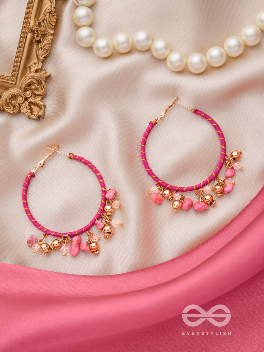 The Blushing Sweetpea - Wrapped With Silk Thread Hoop Earrings