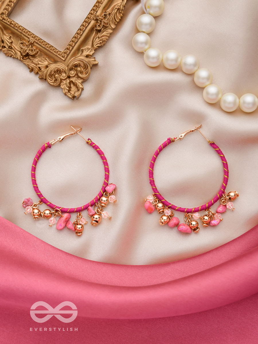 The Blushing Sweetpea - Wrapped With Silk Thread Hoop Earrings