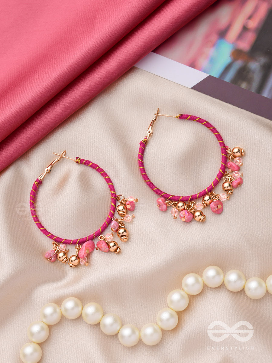 The Blushing Sweetpea - Wrapped With Silk Thread Hoop Earrings