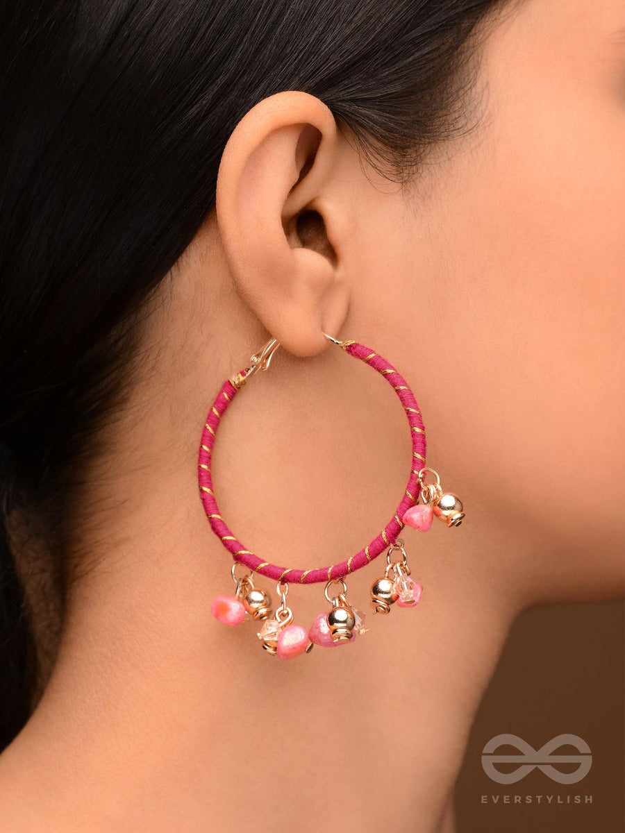 The Blushing Sweetpea - Wrapped With Silk Thread Hoop Earrings