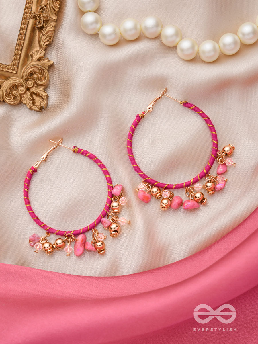 The Blushing Sweetpea - Wrapped With Silk Thread Hoop Earrings