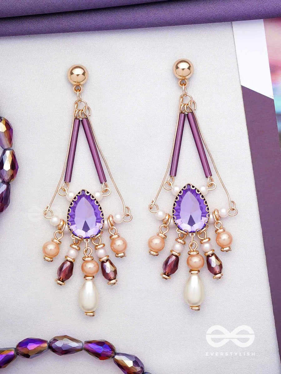 The Passionate Purple - Embellished Drop Earrings