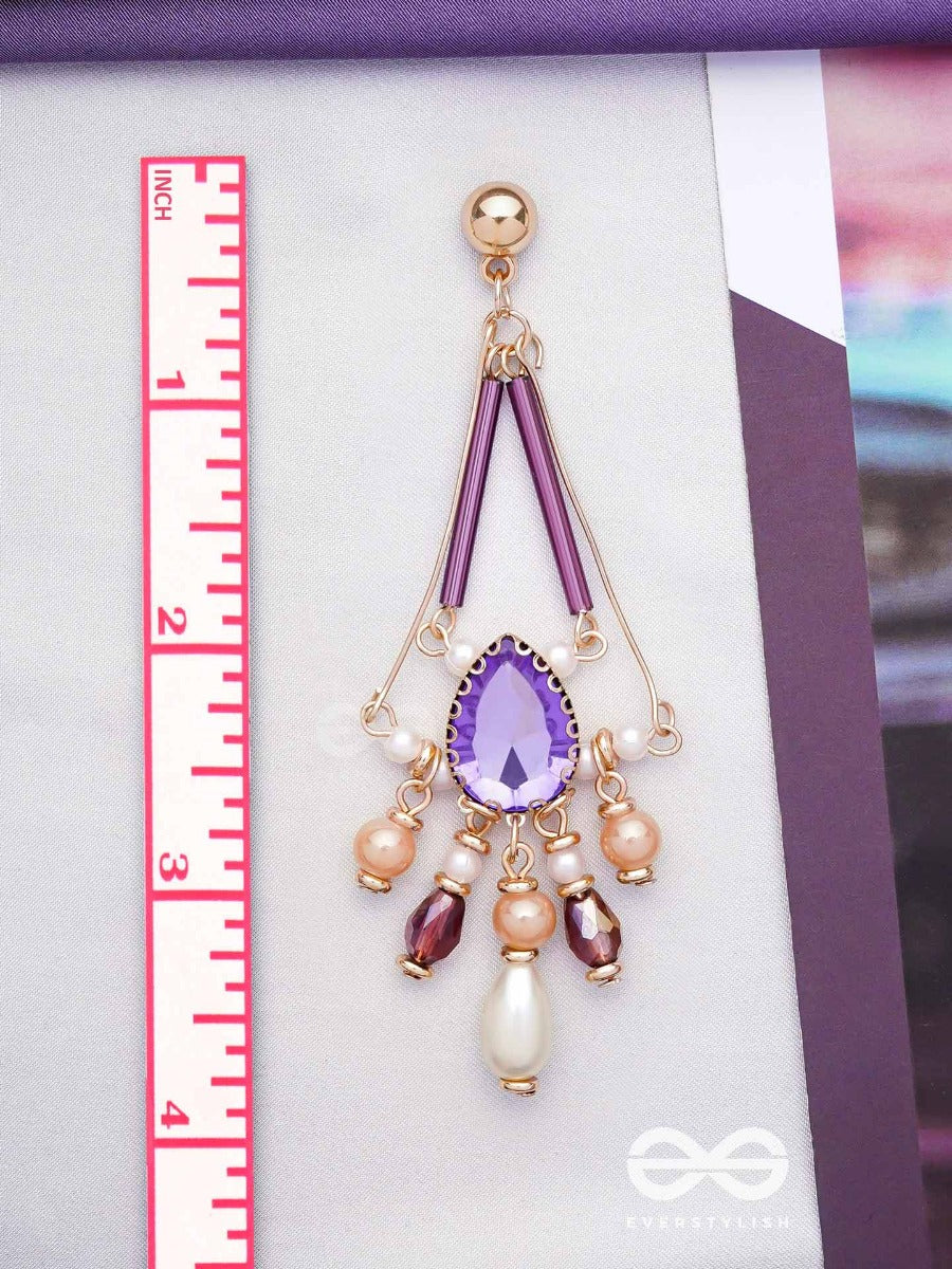 The Passionate Purple - Embellished Drop Earrings