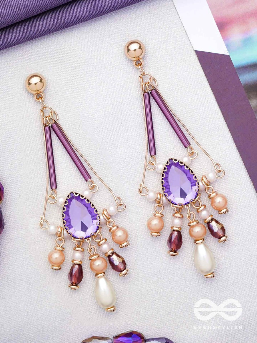 The Passionate Purple - Embellished Drop Earrings