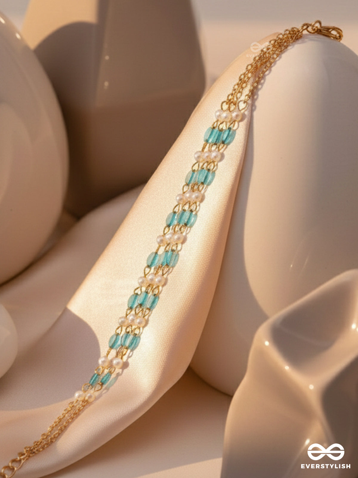 The Aquamarine Delight - Elegant Multilayered Bracelet