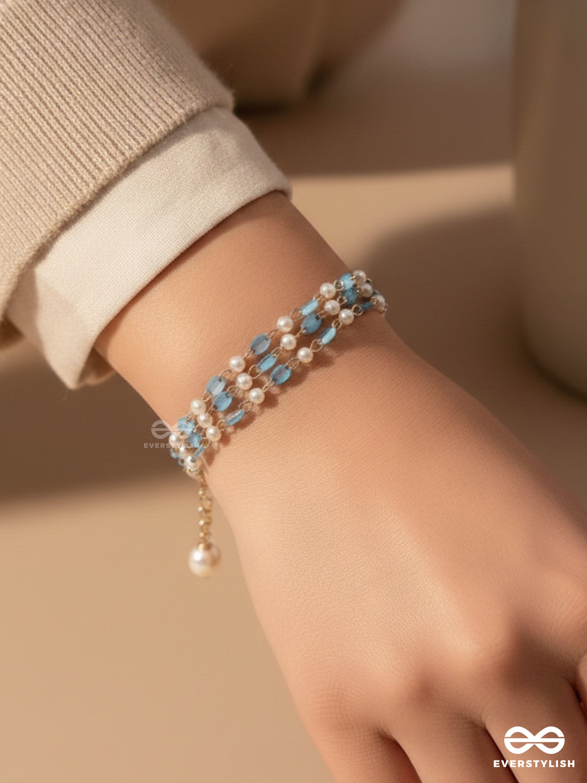 The Aquamarine Delight - Elegant Multilayered Bracelet