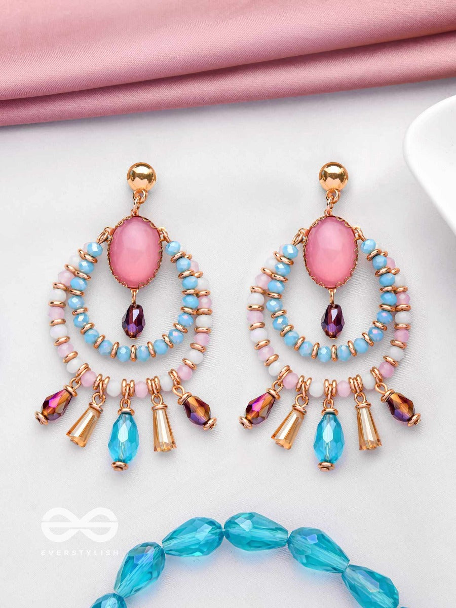 Lustrous Sky Circles - Golden Drop Earrings