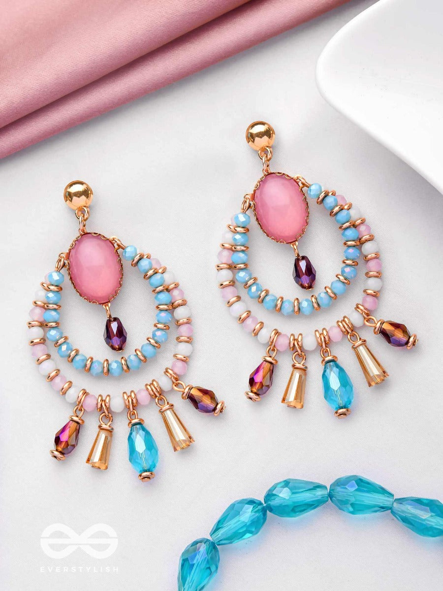 Lustrous Sky Circles - Golden Drop Earrings