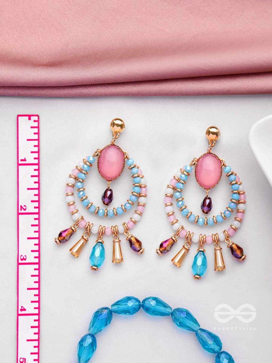 Lustrous Sky Circles - Golden Drop Earrings