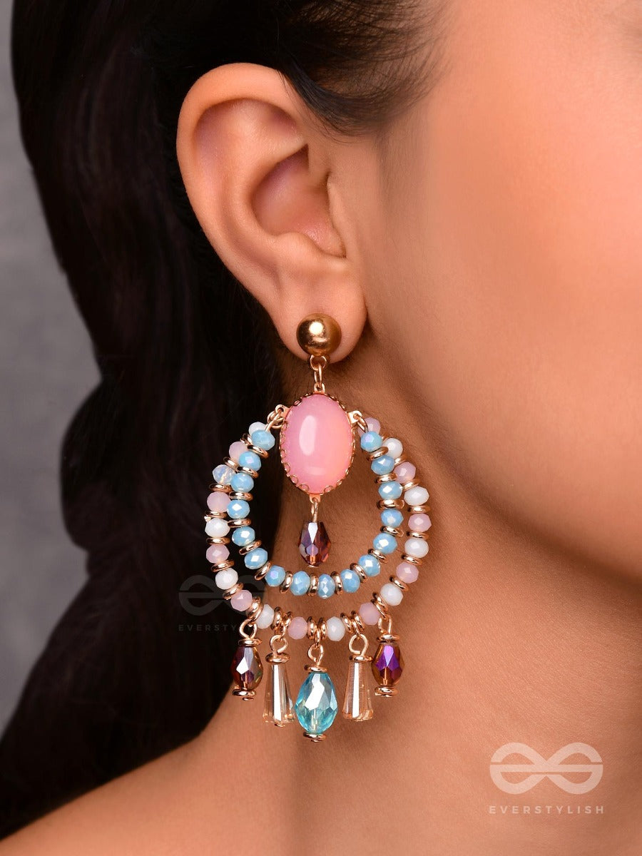 Lustrous Sky Circles - Golden Drop Earrings