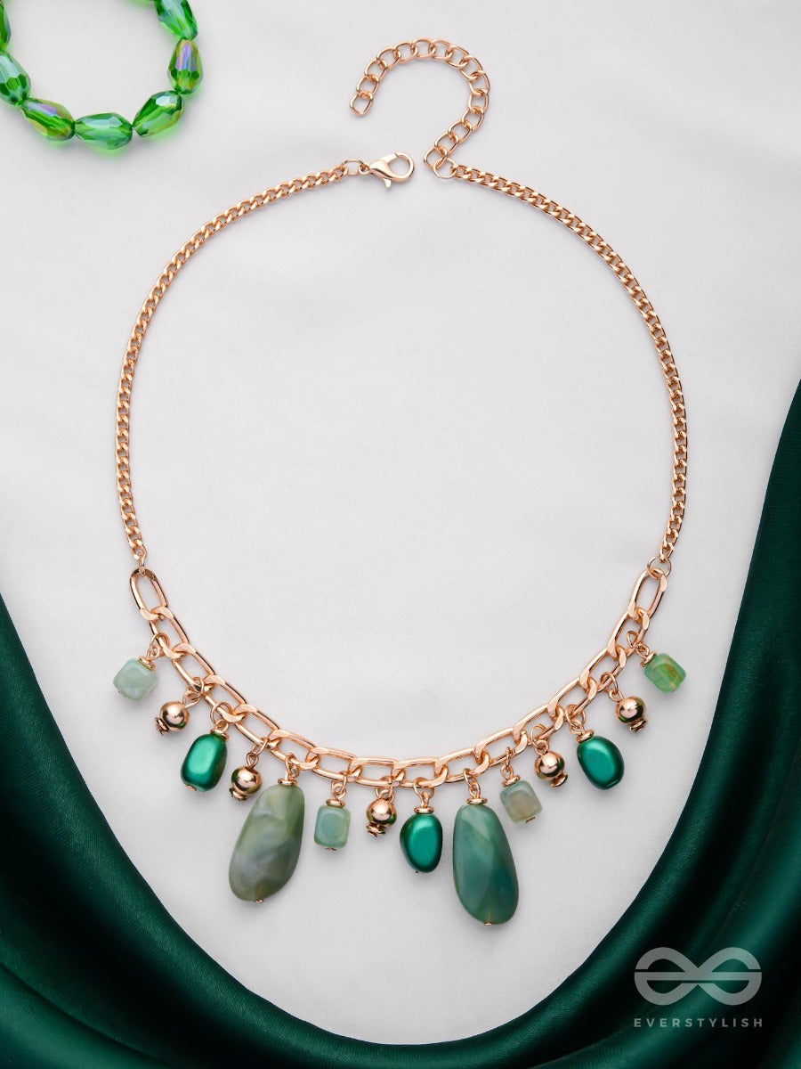 The Green Dream - Golden Chunky Neckpiece With Anti-Tarnish Coating