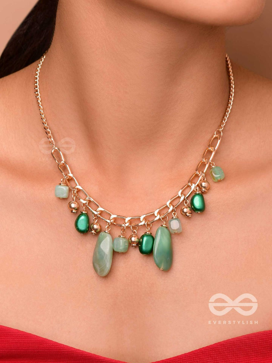 The Green Dream - Golden Chunky Neckpiece With Anti-Tarnish Coating