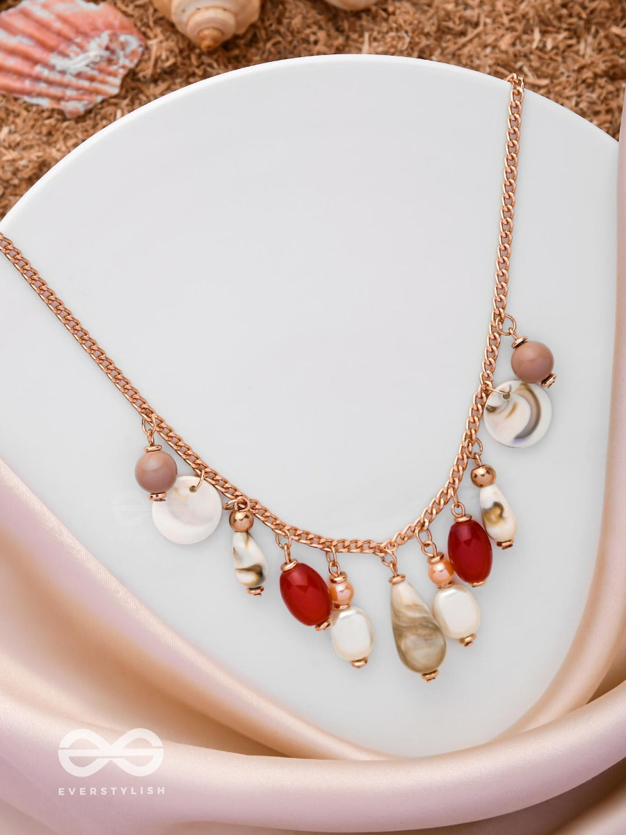 The Scarlet Waves - Statement Golden Sandstone Neckpiece With Anti-Tarnish Coating