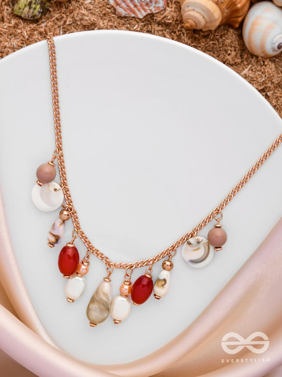 The Scarlet Waves - Statement Golden Sandstone Neckpiece With Anti-Tarnish Coating