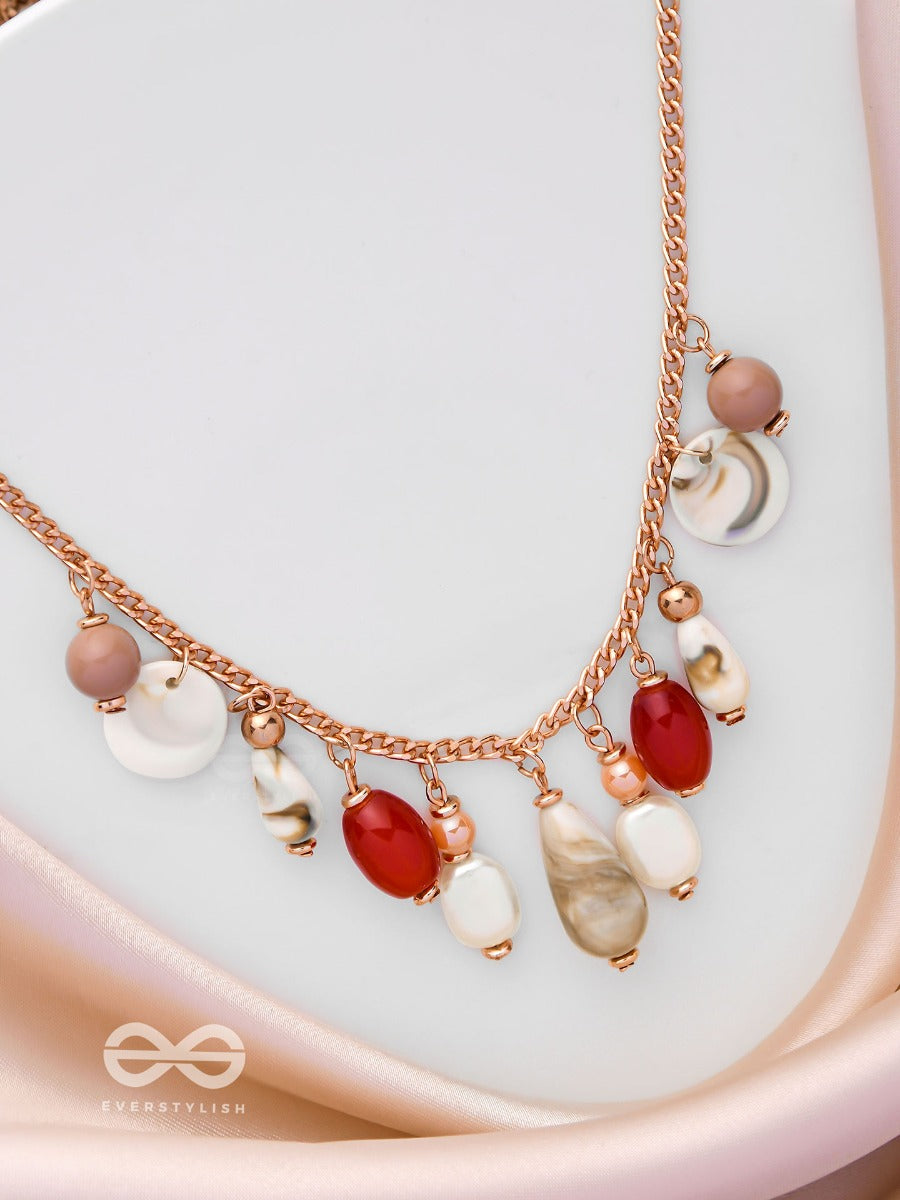 The Scarlet Waves - Statement Golden Sandstone Neckpiece With Anti-Tarnish Coating